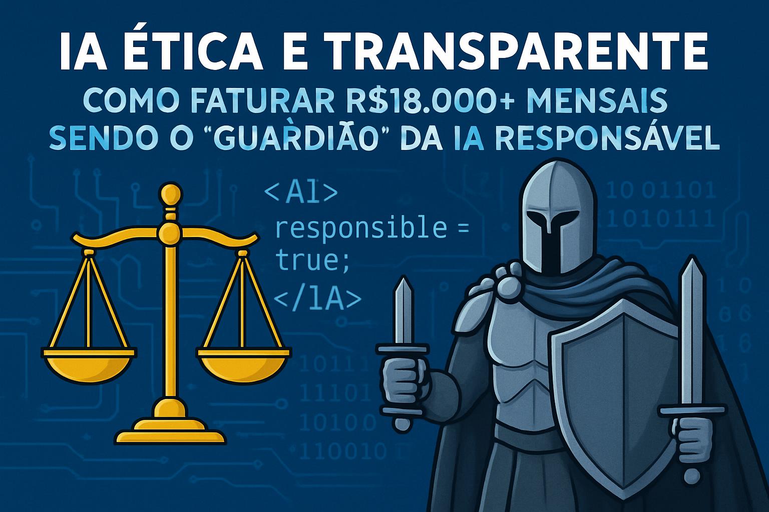 IA Ética e Transparente: Como Faturar R$ 18.000+ Mensais Sendo o 'Guardião' da IA Responsável - GanheComIA